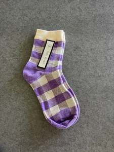 Apparel: Gingham Purple crew Socks