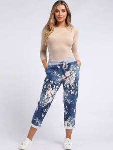 Apparel: Denver Floral Dark Blue Trousers