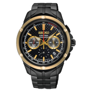 Products: SSB442P SEIKO COUTURA BLACK GOLD TONE Chronograph Watch