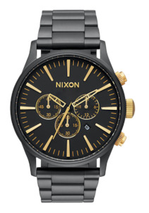Watches: Nixon Sentry Chrono Watch Matte Black / Gold