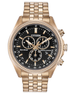 Citizen: Citizen Rose Gold Steel Eco-Drive Watch BL5563-58E