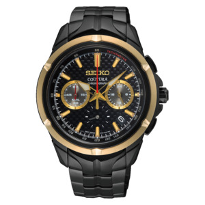Cotura: SSB442P SEIKO COUTURA BLACK GOLD TONE Chronograph Watch