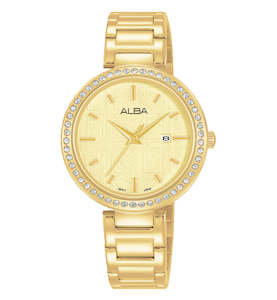 Alba: ALBA AH7X36X1 Women's Gold Stainless Steel Dress Watch