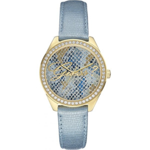 Guess W0612L1 Dress The Who Watch Blue Leather Gold