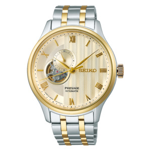 Seiko: SSA464J SEIKO Presage Japanese Zen Garden Automatic Gold-Tone Sand Dial Watch