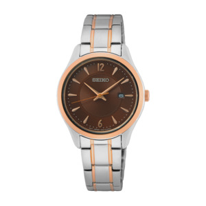 Seiko Sapphire Quartz Brown Dial Ladies Watch SUR476P1
