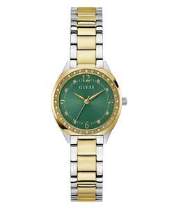 Guess Watches: GW0767L4 GUESS Charlotte Green Dial, Gold Tone Watch