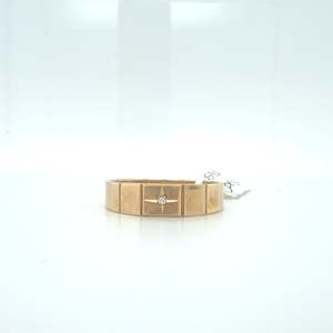 9ct Gold Star Band Ring with Single Diamond Accent