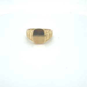 Jewellery: 9ct Yellow Gold Watch-Style Band Signet Ring