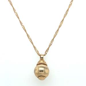 Jewellery: 9ct Gold Decorative Droplet Euro Ball Pendant