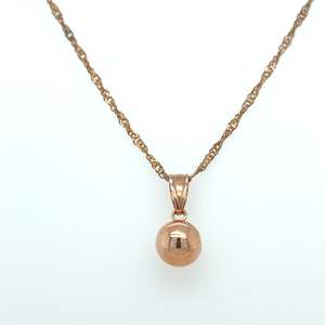 Jewellery: 9ct Rose Gold Classic Polished Euro Ball Pendant
