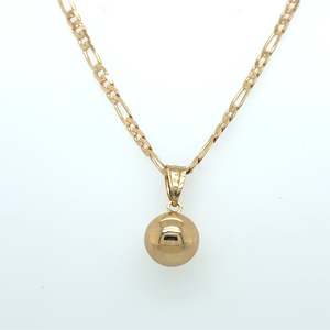 Jewellery: 9ct Gold Polished Ball Pendant Necklace 10mm