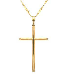 Jewellery: 9ct Gold Sleek Minimalist Cross Pendant