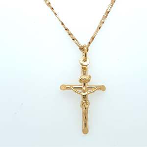 Jewellery: 9ct Gold Traditional Crucifix Pendant