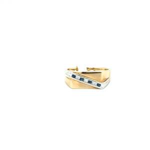 Jewellery: 9ct Gold Diamond and Blue Sapphire Channel Ring