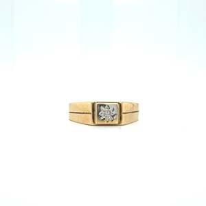 Mens Rings 1: llusion Set 9ct Gold Single Diamond Star-Set Men's Ring