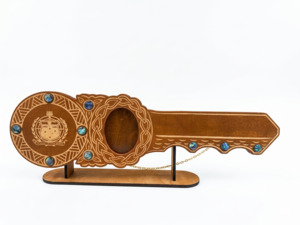 Traditional Samoan 21st Birthday Key with Paua Shell Inlay With Stand (Engraving Option)