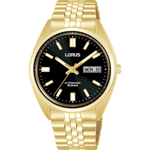 Lorus: RL434CX-9 Lorus Dress Men's Automatic 100M Day/Date Watch Gold/Black