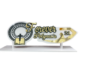 Custom 21st Bible Birthday Key with Stand, Pacifica Pattern & Cross