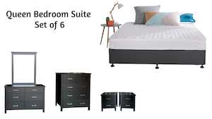 Bedroom: Tina bedroom Suite Black - Set of 6