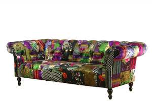 Sofas Lounge Suites: Chesterfield Patchwork 3 Seater Sofa