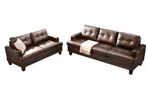 Sofas Lounge Suites: Knollwood 3+2 Seater Faux Leather Sofa - Brown