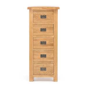 Oak 5 Drawer Slimboy