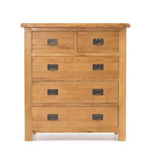 Tallboy: Oak 5 Drawer Tallboy