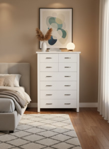 Tallboy: Patty 8 Drawers Tallboy - White