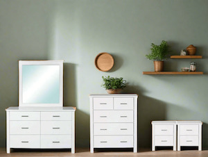 Dressing Table Lowboy: Tina White Bedroom Suite - Set of 4