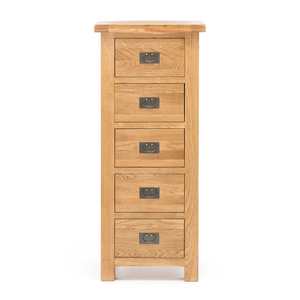 Tallboy: Oak 5 Drawer Slimboy