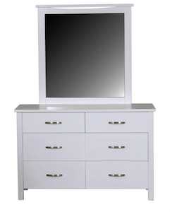 Dressing Table Lowboy: Patty 6 Drawer Dressing Table with Mirror
