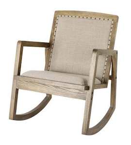 Armchair Occasional Chair: Rocking Armchair - Oak/Linen