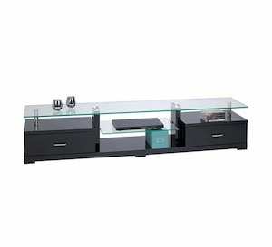 Ramon Glass Top TV Unit - Black