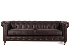 Sofas Lounge Suites: Newell Chesterfield 3 Seater Sofa - Dark Brown