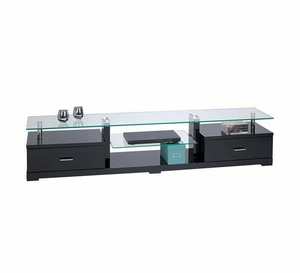 Tv Unit: Ramon Glass Top TV Unit - Black