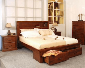 Bedroom Sets: Marina 4Pcs Bedroom Suite with Storage Drawers - Queen