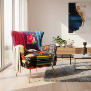 Patchwork Sofa Chairs: Patchwork Armchair - Pink/Multi