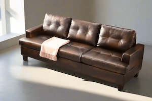 Sofas Lounge Suites: Knollwood 3 Seater Faux Leather Sofa - Brown