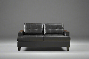 Knollwood 2 Seater Faux Leather Sofa - Black