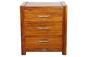 Bedside Table: Wanaka Rimu Bedside Cabinet - 3 Drawers
