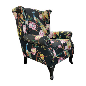 Armchair Occasional Chair: Peacock Wingback Armchair - Black