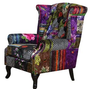 Armchair Occasional Chair: Patchwork Wingback Large Chair