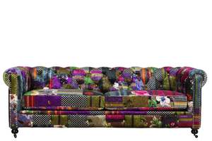 Sofas Lounge Suites: Chesterfield Patchwork 3 Seater Sofa