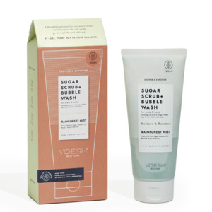 VOESH Sugar Scrub + Bubble Wash – Rainforest Mist 210g