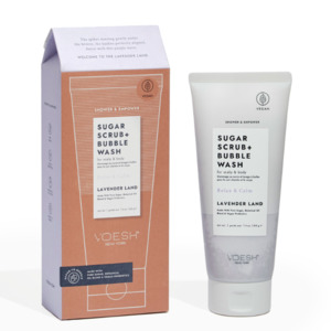 Voesh: VOESH Sugar Scrub + Bubble Wash – Lavender Land 210g
