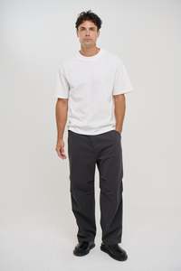 Mens Pants: Baggy Knee Pleat Pant Charcoal
