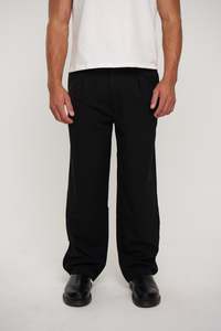 Mens Pants: Lenny Pleat Straight Pant Black