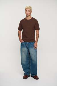 Mens Tees: Charlie Ringer Tee Plain Chocolate