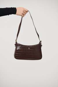 Womens Bags And Shoes: Lilu Shoulder Bag Chocolate Croc/Gold